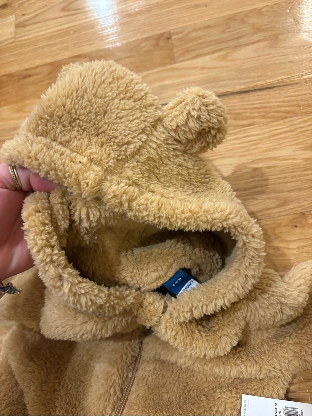 Old Navy Teddy Fleece Hooded One-Piece in Camel - Picture 4 of 4